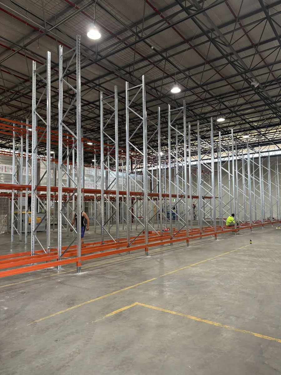 Pallet racking installed in a warehouse fit-out