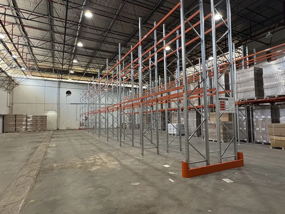 New pallet racking installed inside a warehouse